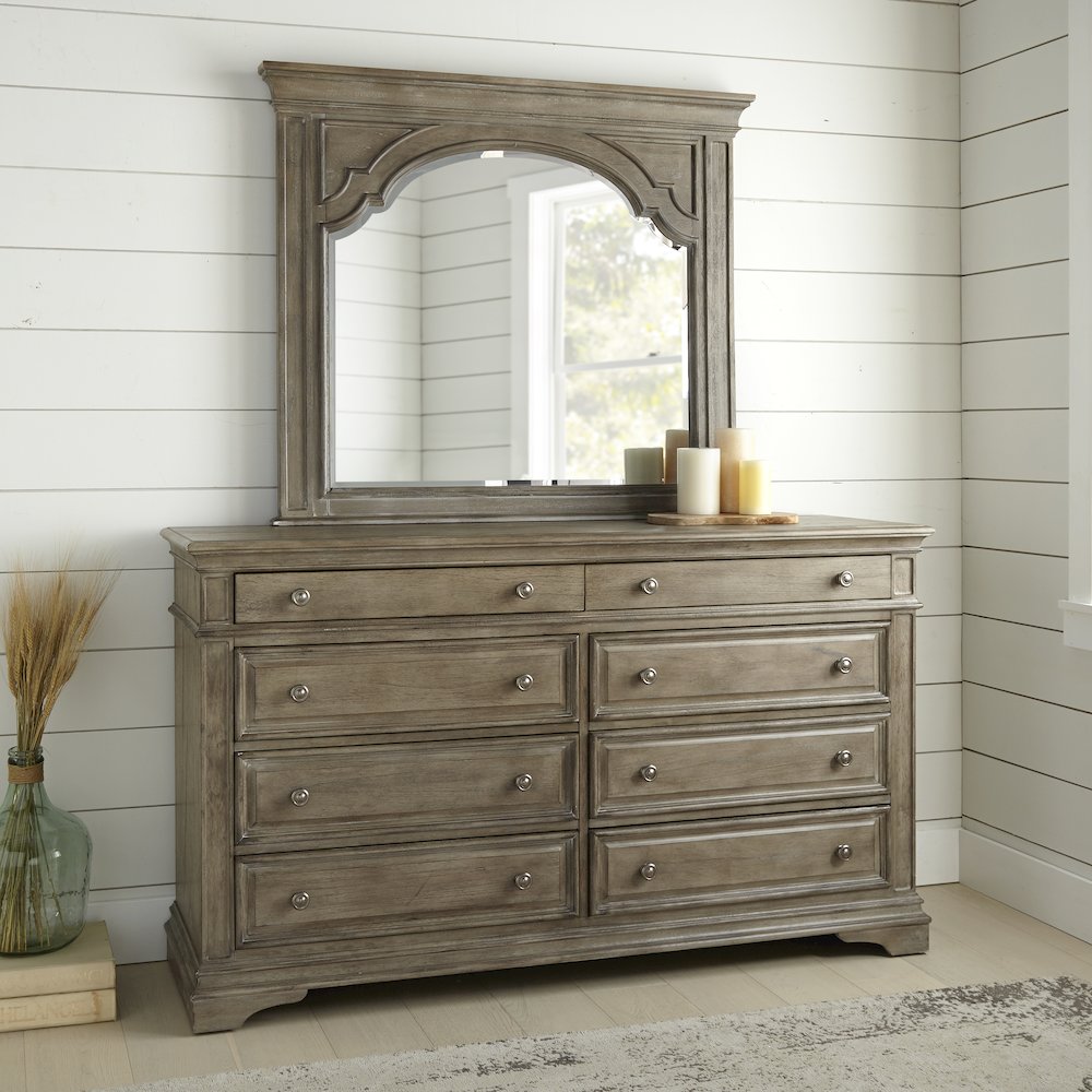 Highland Park Dresser and Mirror Driftwood. Picture 5