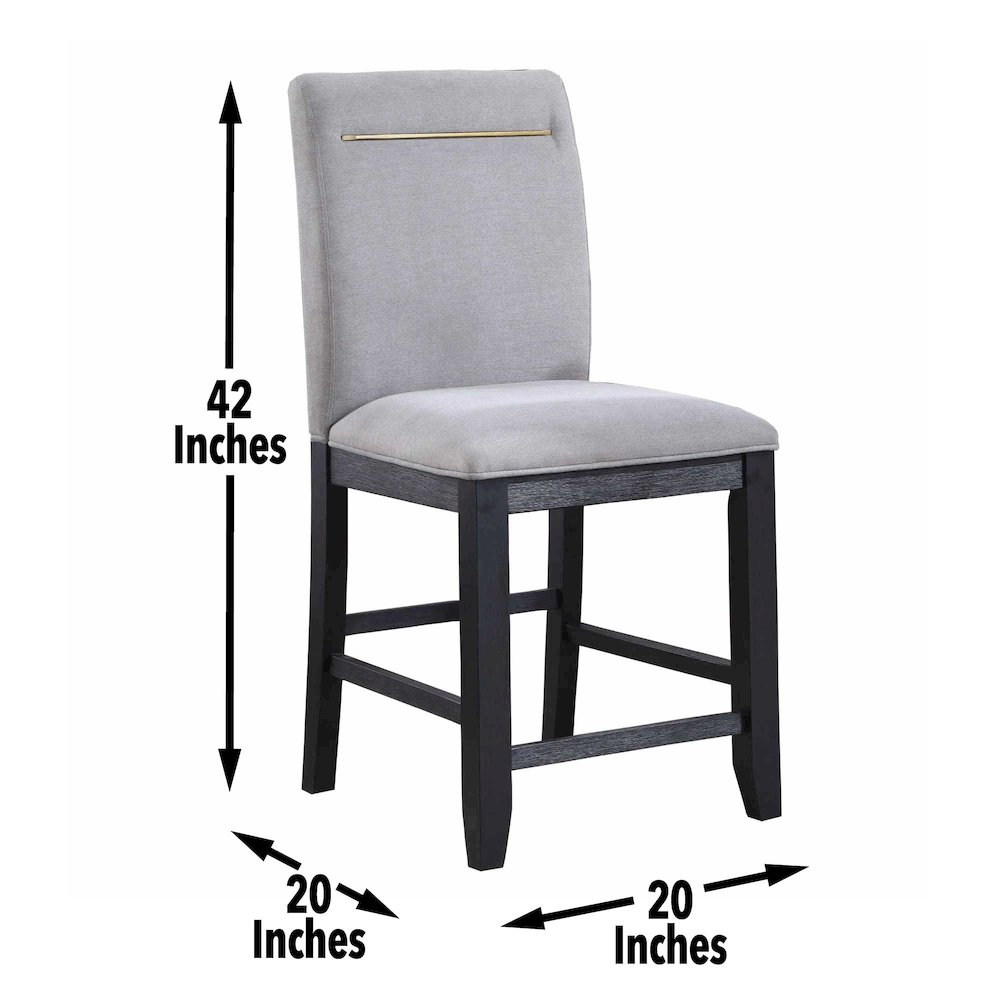 Yves Black Counter Table With Storage and 6 Grey Counter Chairs. Picture 13