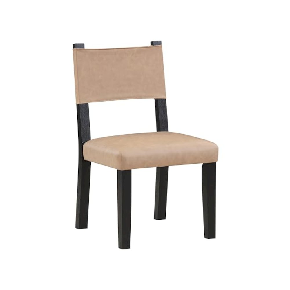 Aubrey Side Chair, Black Finish with Camel Vegan Leather. Picture 3