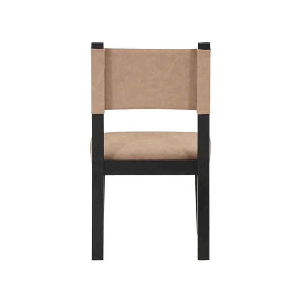 Aubrey Side Chair, Black Finish with Camel Vegan Leather. Picture 5
