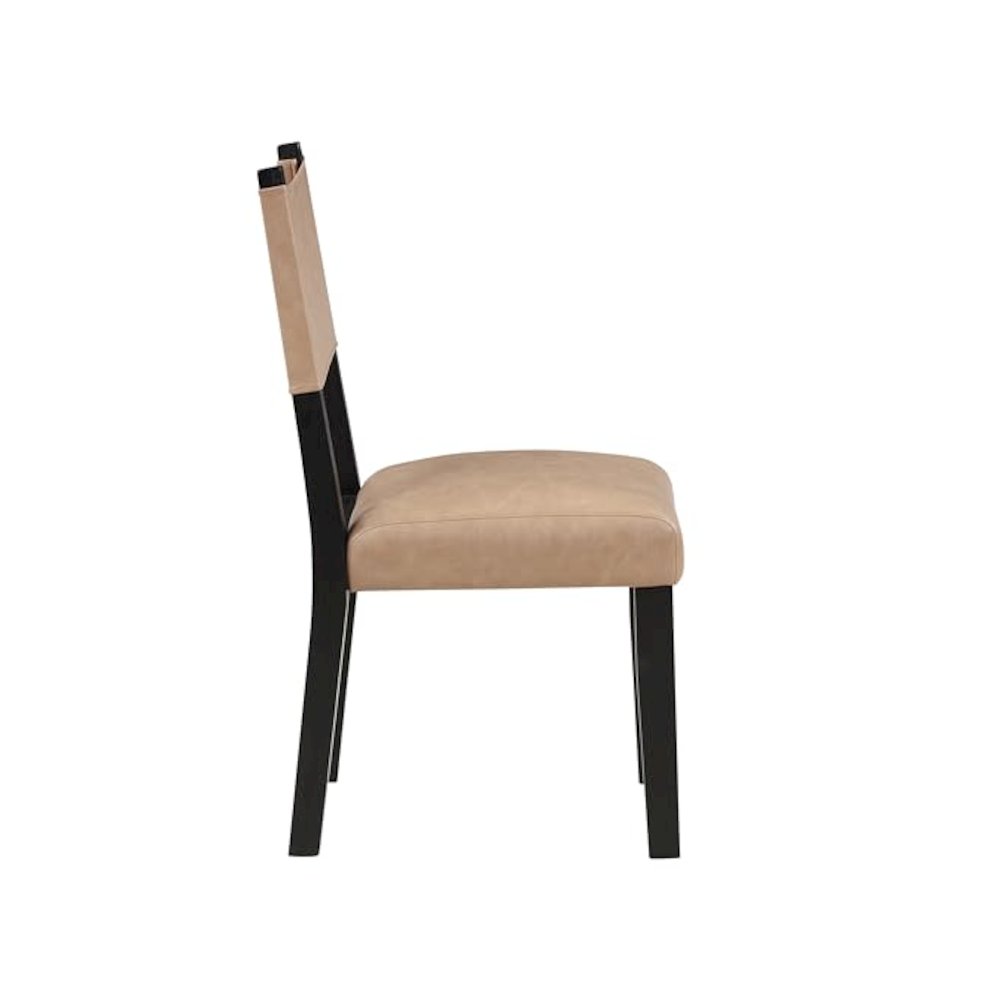 Aubrey Side Chair, Black Finish with Camel Vegan Leather. Picture 4