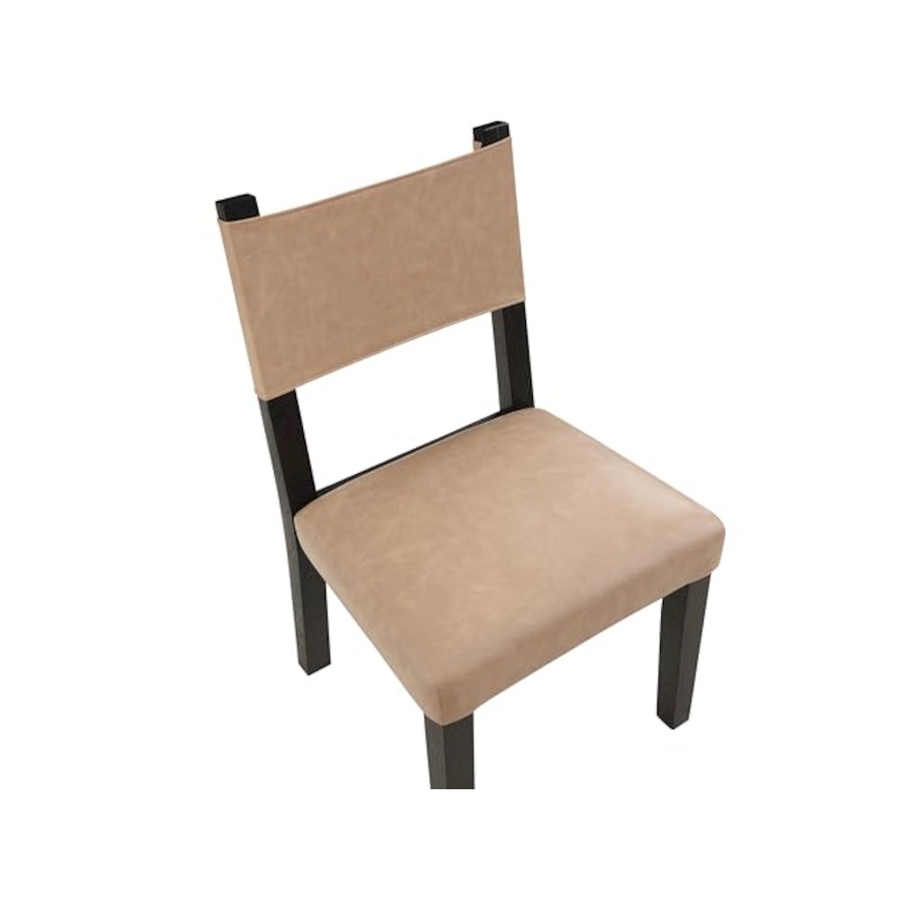 Aubrey Side Chair, Black Finish with Camel Vegan Leather. Picture 7