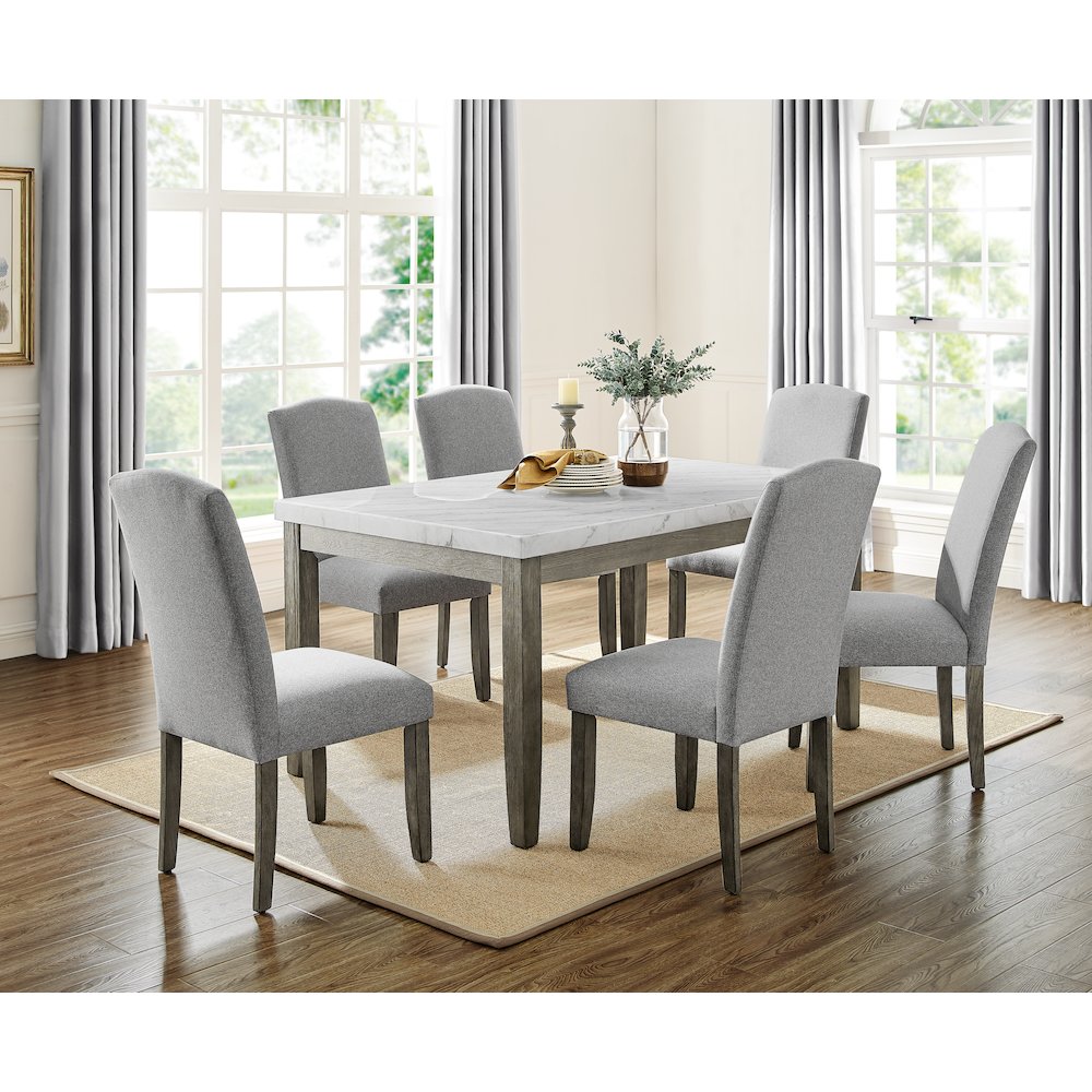 Emily White Marble Top Dining Table. Picture 3