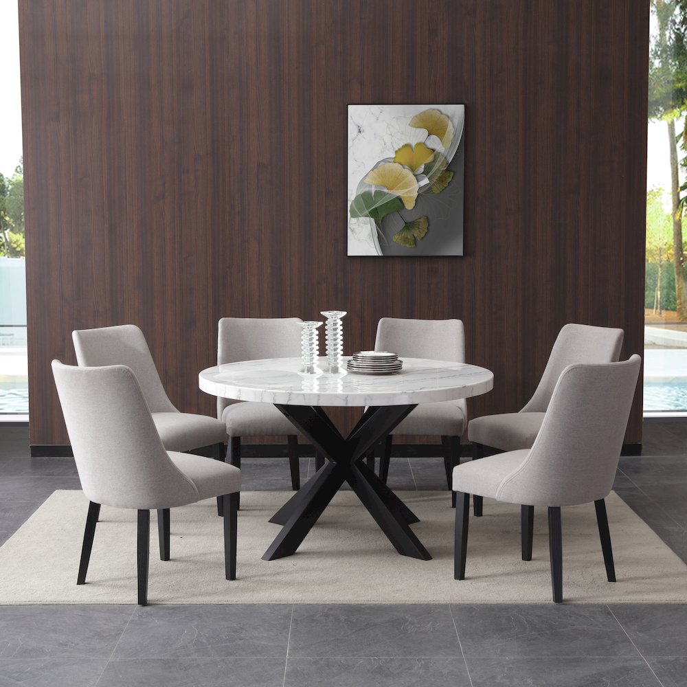 Xena Marble Top 52" Round Dining Table. Picture 8
