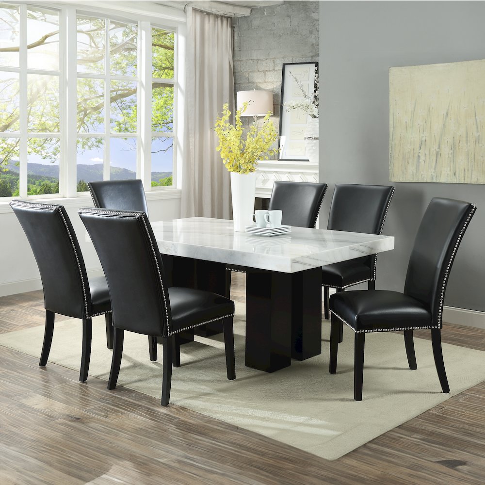 Camila 7PC Rectangle Dining Set Black Chair. Picture 1