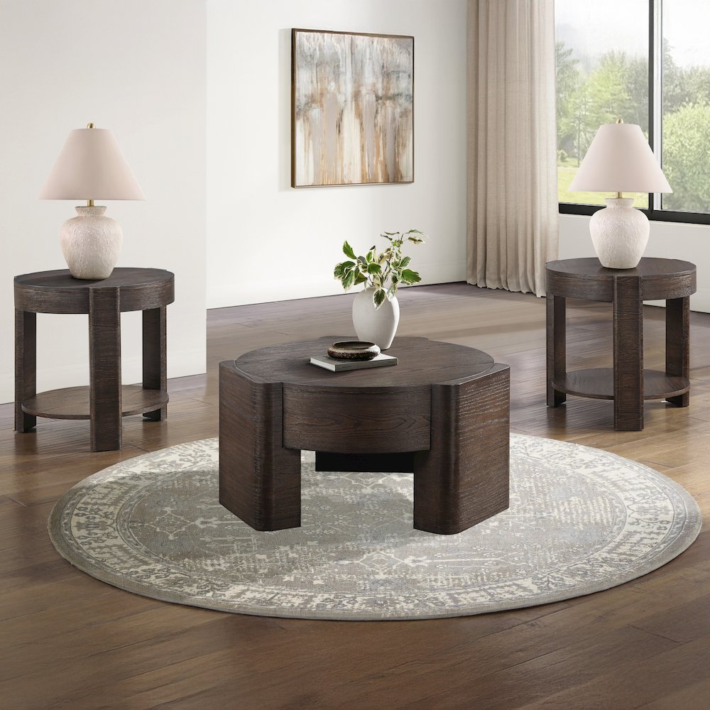 Salina Espresso Round End Table. Picture 5