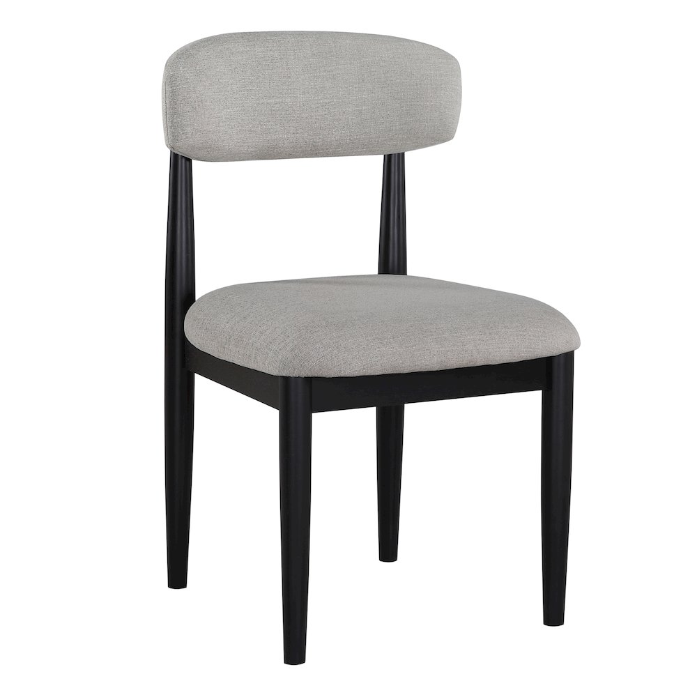 Magnolia 52-inch Round Dining Table & 6 Upholstered Side Chairs, Black Finish. Picture 3