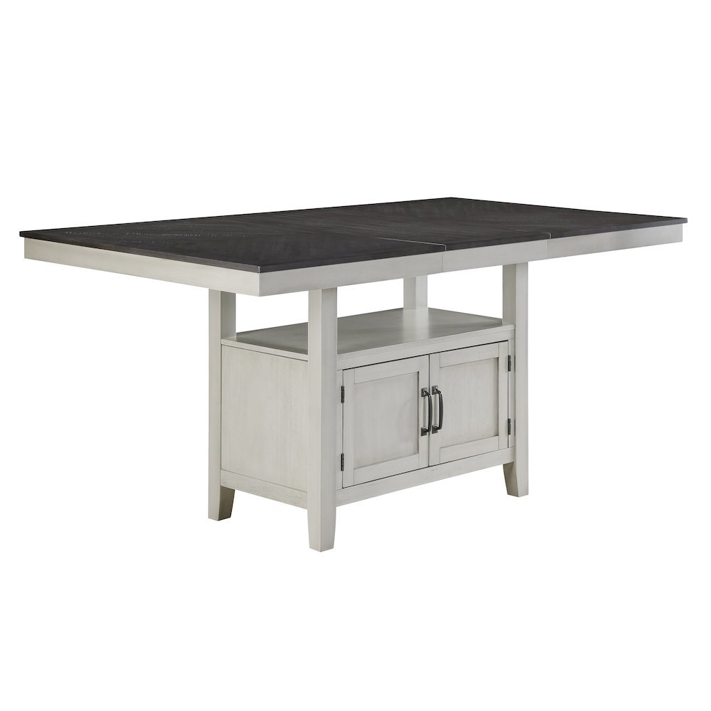 Modern Counter Table, Chevron Pattern Top, Hidden Storage Base, Black. Picture 1