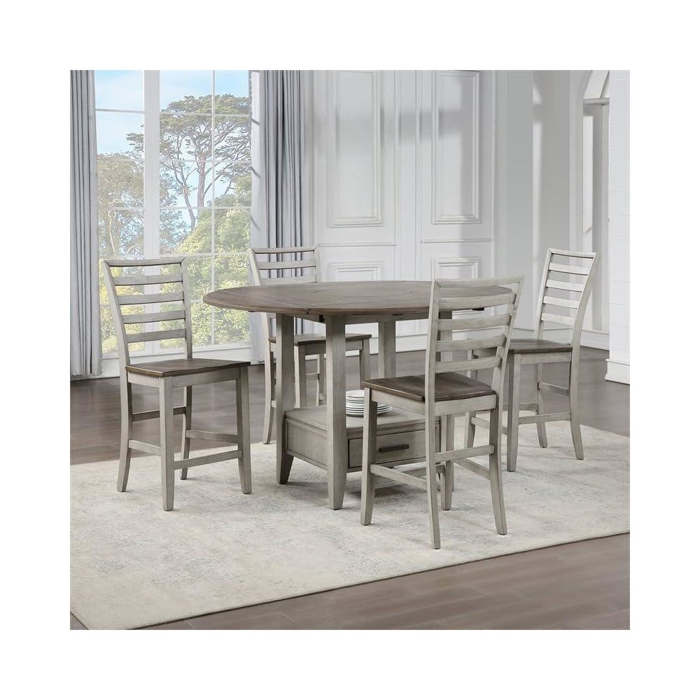 Abacus 5pc Drop Leaf Counter Height Dining Set. Picture 1