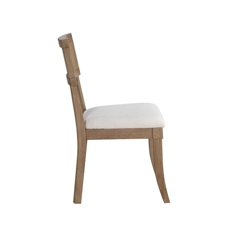 Cane Side Chairs, Upholstered Seat, Wood Trimmed Back, Set of 2. Picture 4