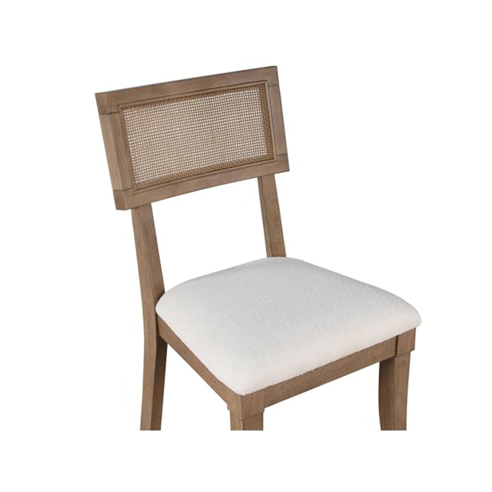 Cane Side Chairs, Upholstered Seat, Wood Trimmed Back, Set of 2. Picture 5