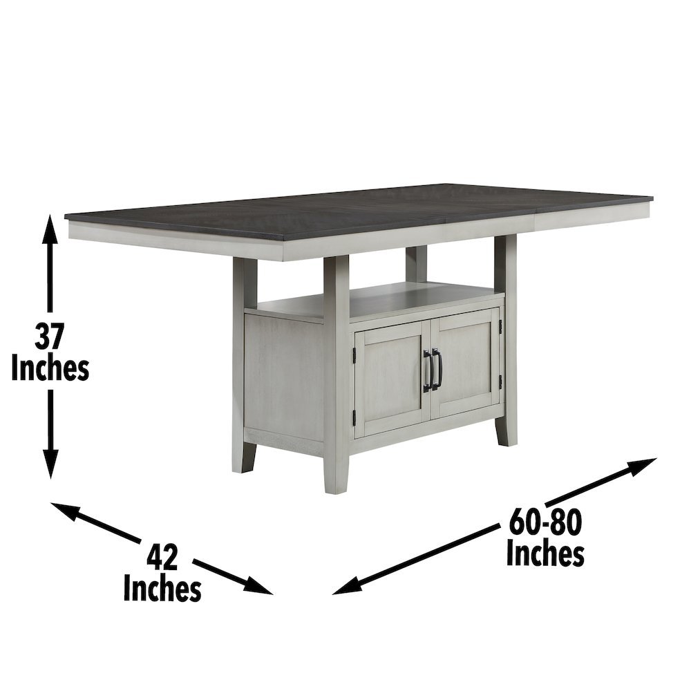 Modern Counter Table, Chevron Pattern Top, Hidden Storage Base, Black. Picture 7