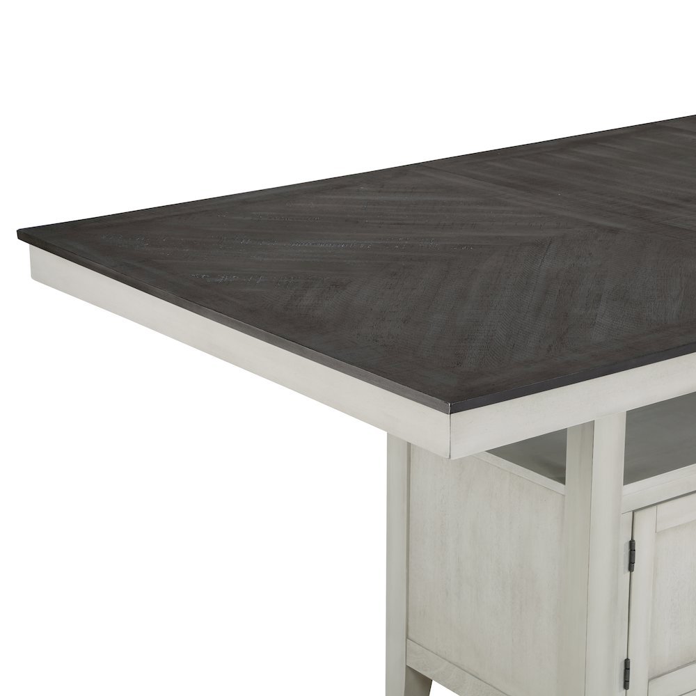 Modern Counter Table, Chevron Pattern Top, Hidden Storage Base, Black. Picture 5