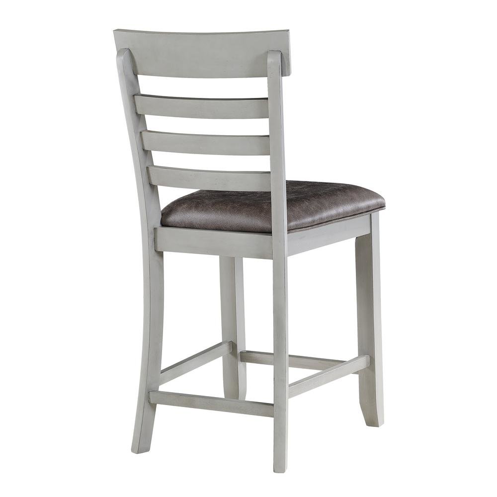 Counter Chair, Set of 2, Faux Leather Seat, Solid Wood Legs, Gray. Picture 6