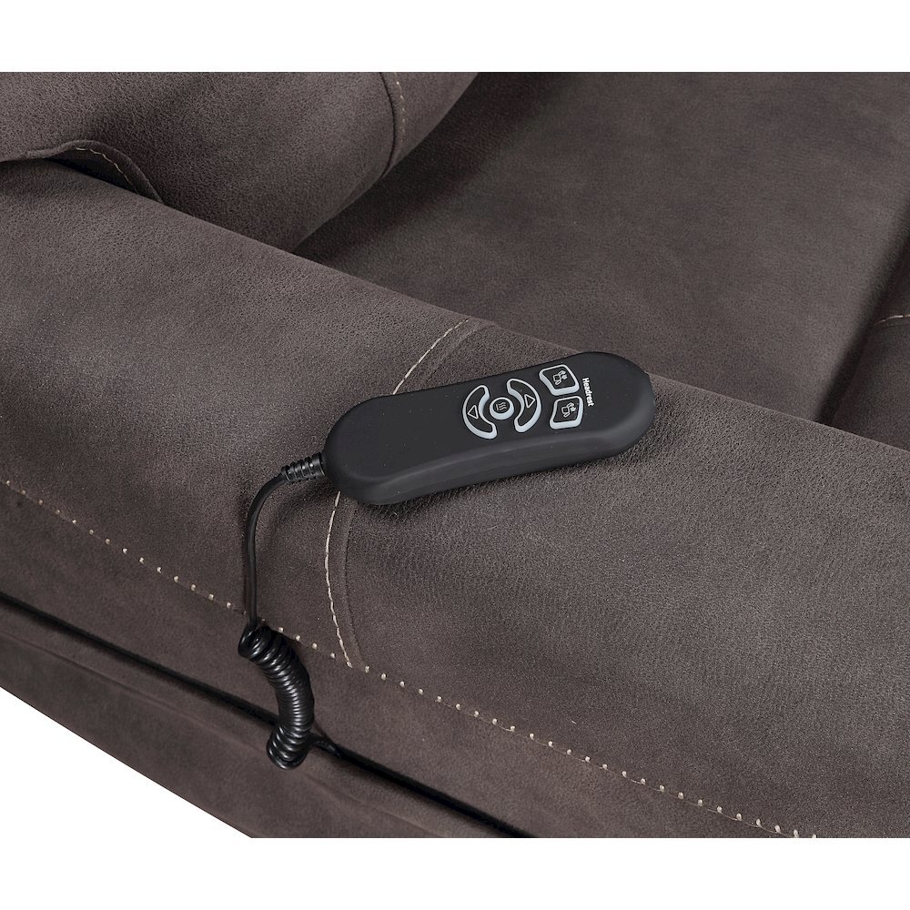 Power Lift Recliner Chair, Adjustable Headrest, 3 Zone Heat, Brown. Picture 6