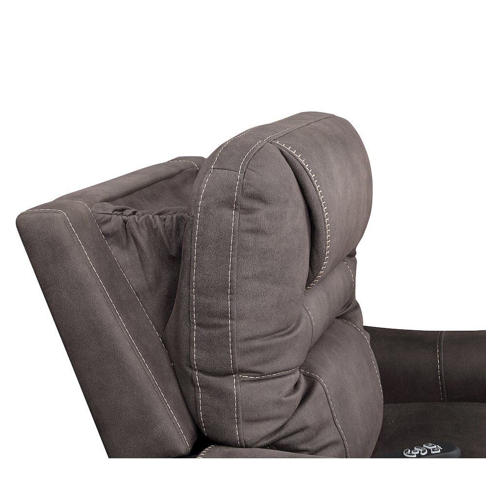 Power Lift Recliner Chair, Adjustable Headrest, 3 Zone Heat, Brown. Picture 7