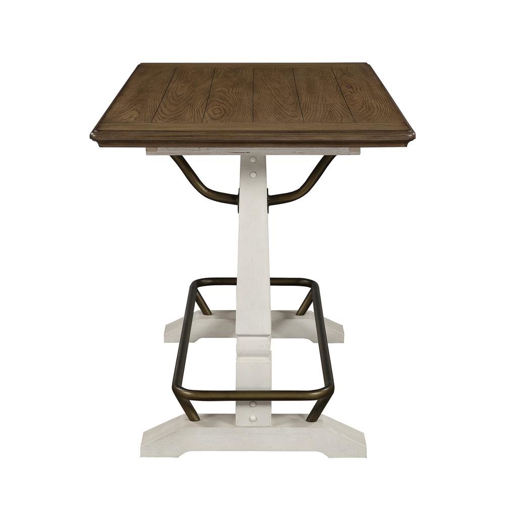 Ivory and Honey Oak 59.5" Counter Height Table for 6 with Double Pedestal Base. Picture 4