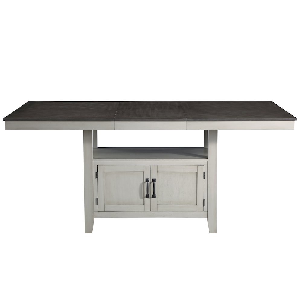 Modern Counter Table, Chevron Pattern Top, Hidden Storage Base, Black. Picture 4