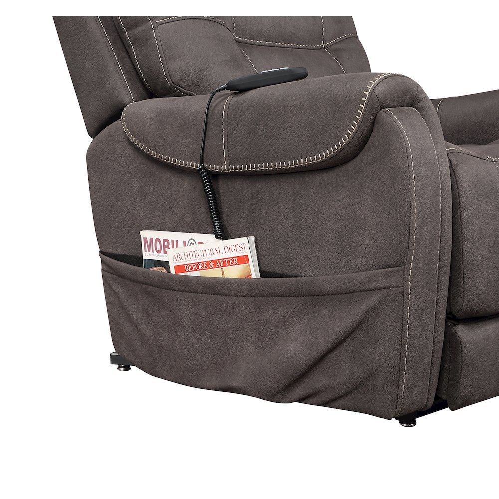 Power Lift Recliner Chair, Adjustable Headrest, 3 Zone Heat, Brown. Picture 8