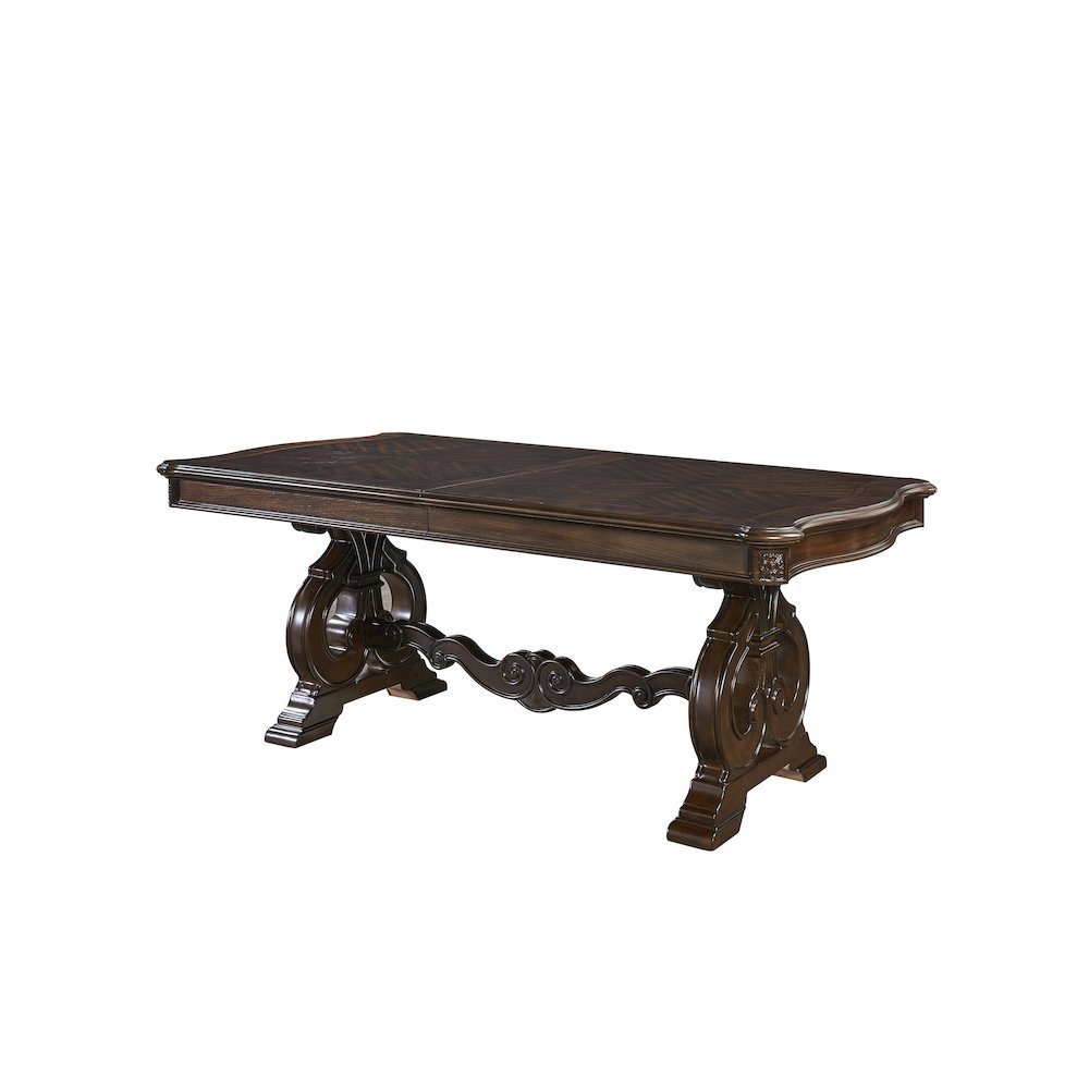 Warm Pecan 96" Extendable Dining Table – Large Oak Veneer Table for 8–10 People. Picture 1