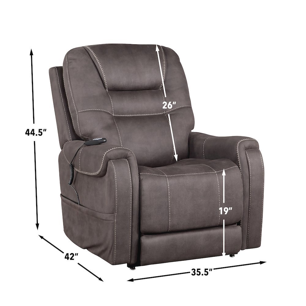 Power Lift Recliner Chair, Adjustable Headrest, 3 Zone Heat, Brown. Picture 9