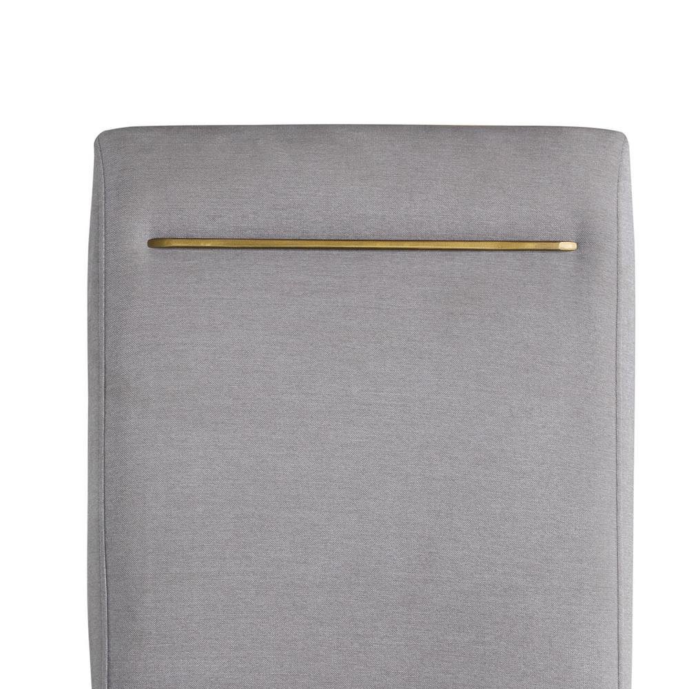Upholstered Counter Chairs, Grey Performance Fabric, Gold Accent, Set of 2. Picture 6