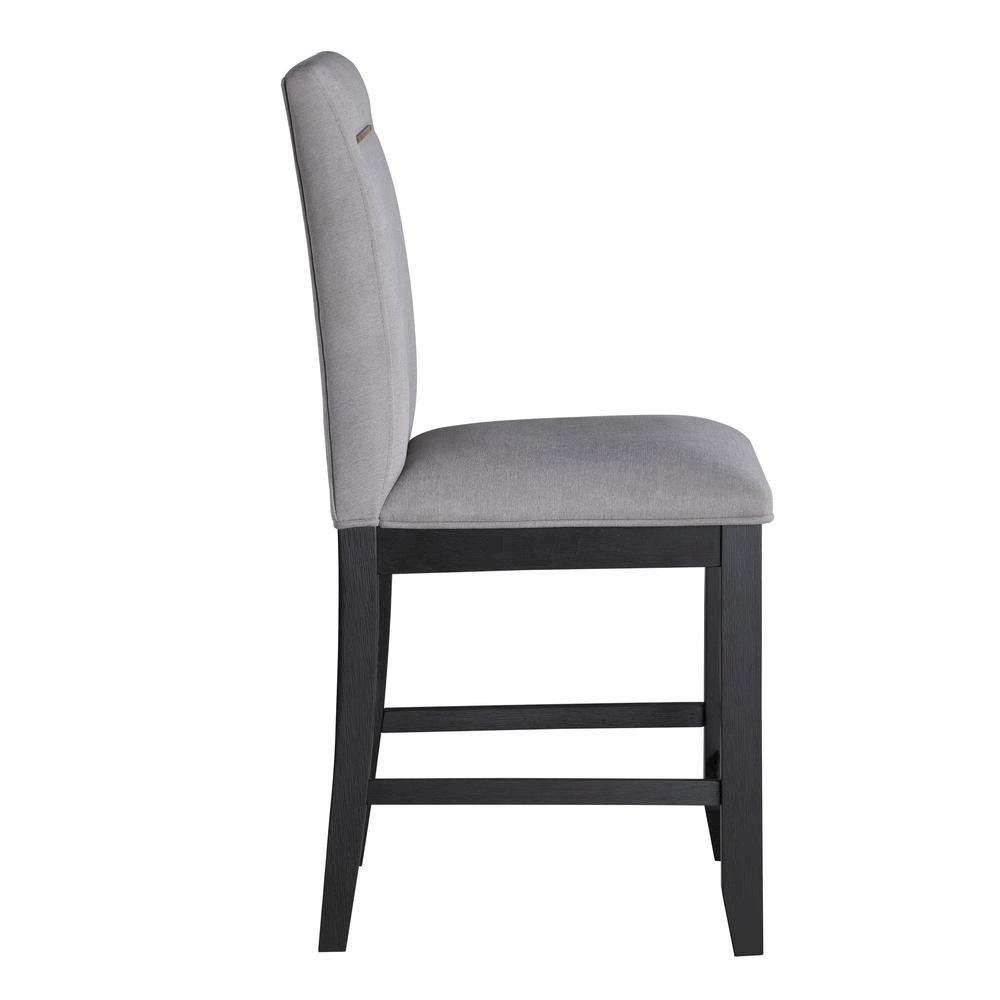Upholstered Counter Chairs, Grey Performance Fabric, Gold Accent, Set of 2. Picture 4