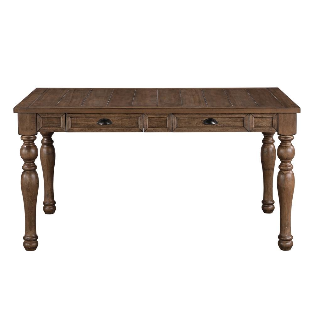 Dining Table, 4 Soft-Close Drawers, Wire-Brushed Finish, Brown. Picture 4