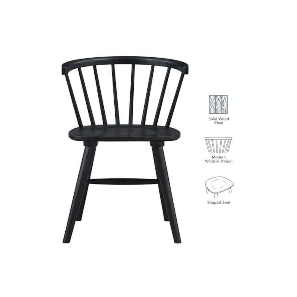 Willow Solid Wood Dining Chair, Black. Picture 11