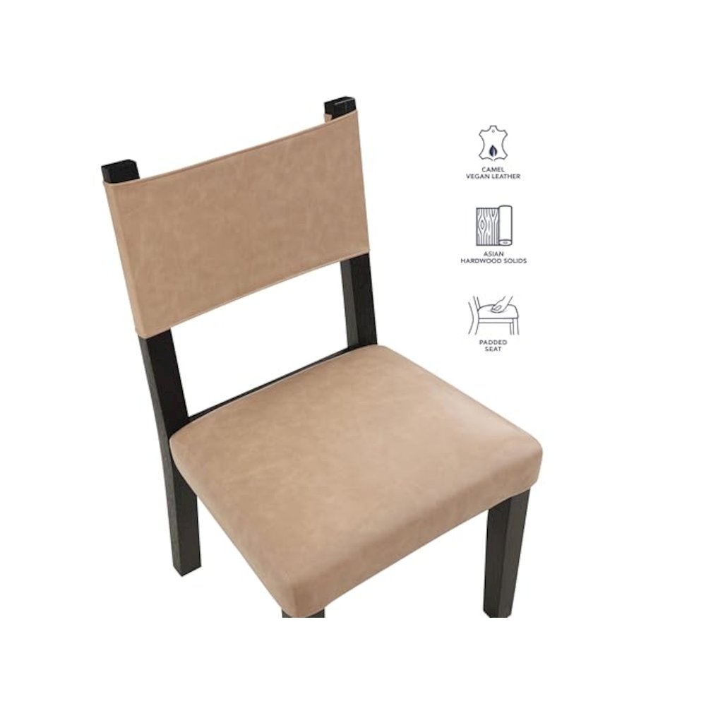 Aubrey Side Chair, Black Finish with Camel Vegan Leather. Picture 8