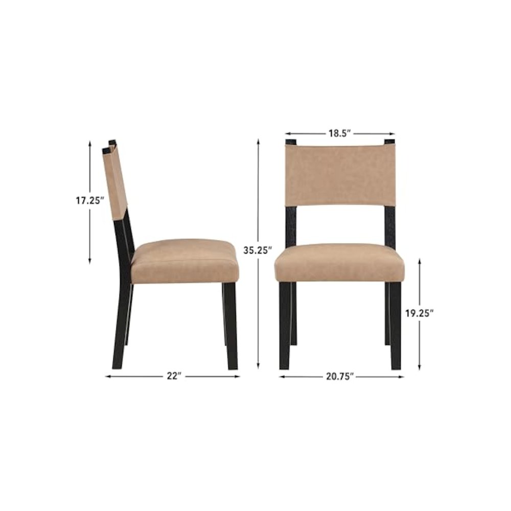 Aubrey Side Chair, Black Finish with Camel Vegan Leather. Picture 2