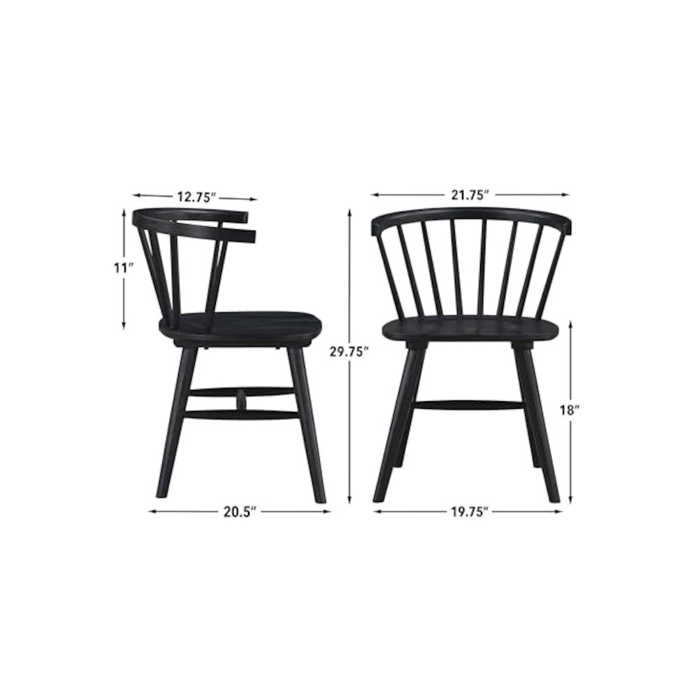 Willow Solid Wood Dining Chair, Black. Picture 3