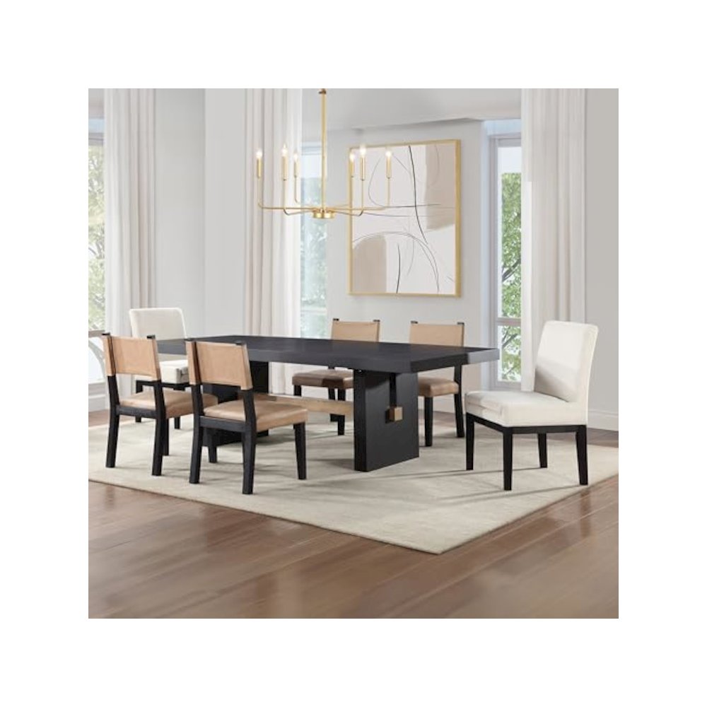Aubrey Side Chair, Black Finish with Camel Vegan Leather. Picture 9