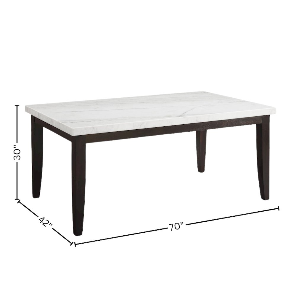 White Marble 70 Inch Dining Room Table for 6 – Modern Rectangle Table. Picture 5