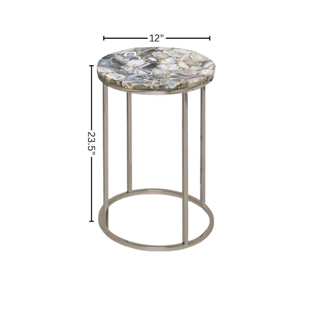 Nesting Side Tables – Living Room Tables with Agate Stone Tops and Wood Detail. Picture 4