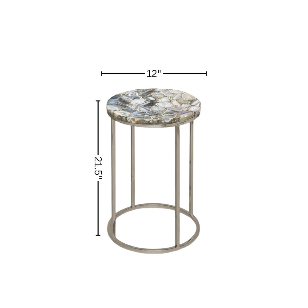 Nesting Side Tables – Living Room Tables with Agate Stone Tops and Wood Detail. Picture 5