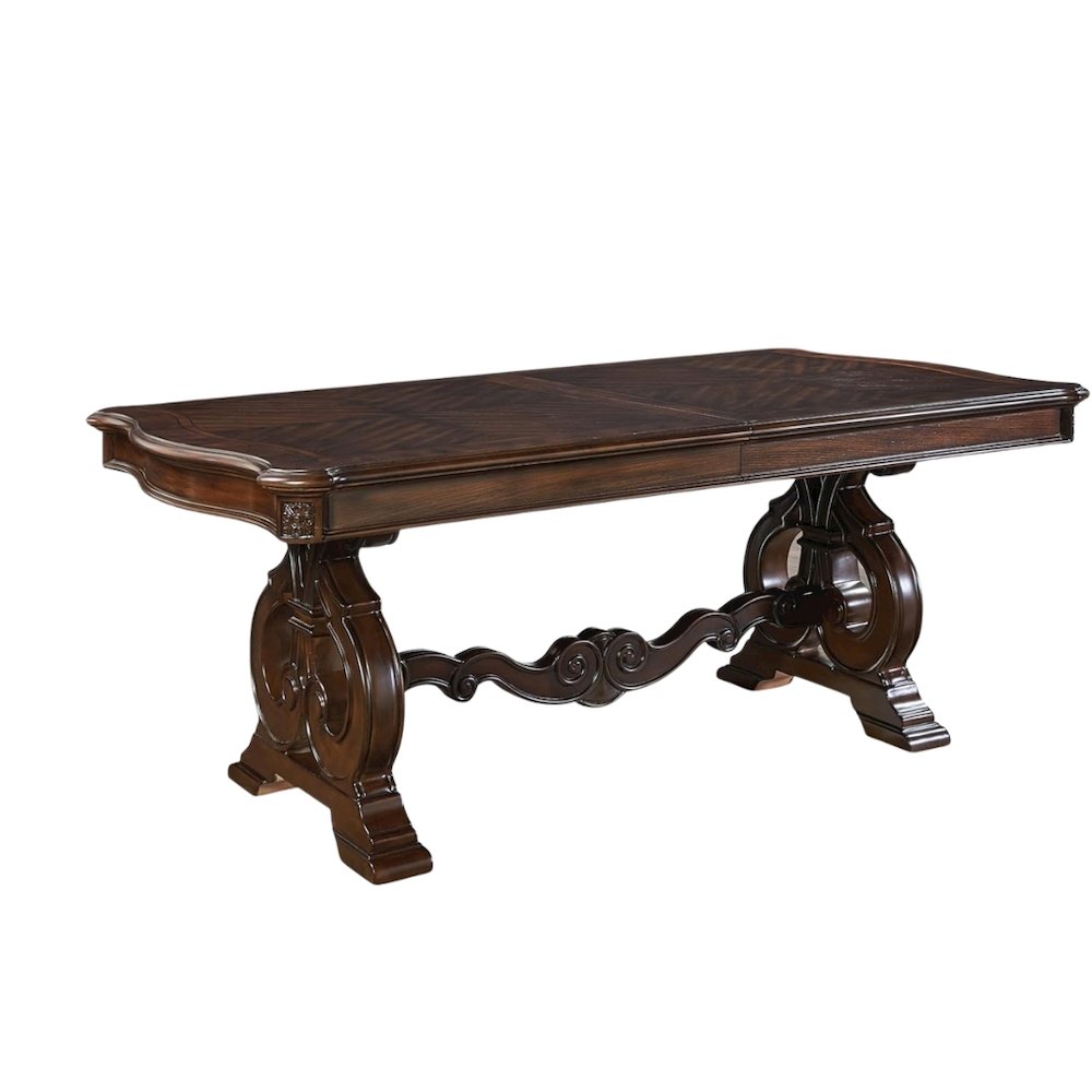 Warm Pecan 96" Extendable Dining Table – Large Oak Veneer Table for 8–10 People. Picture 5