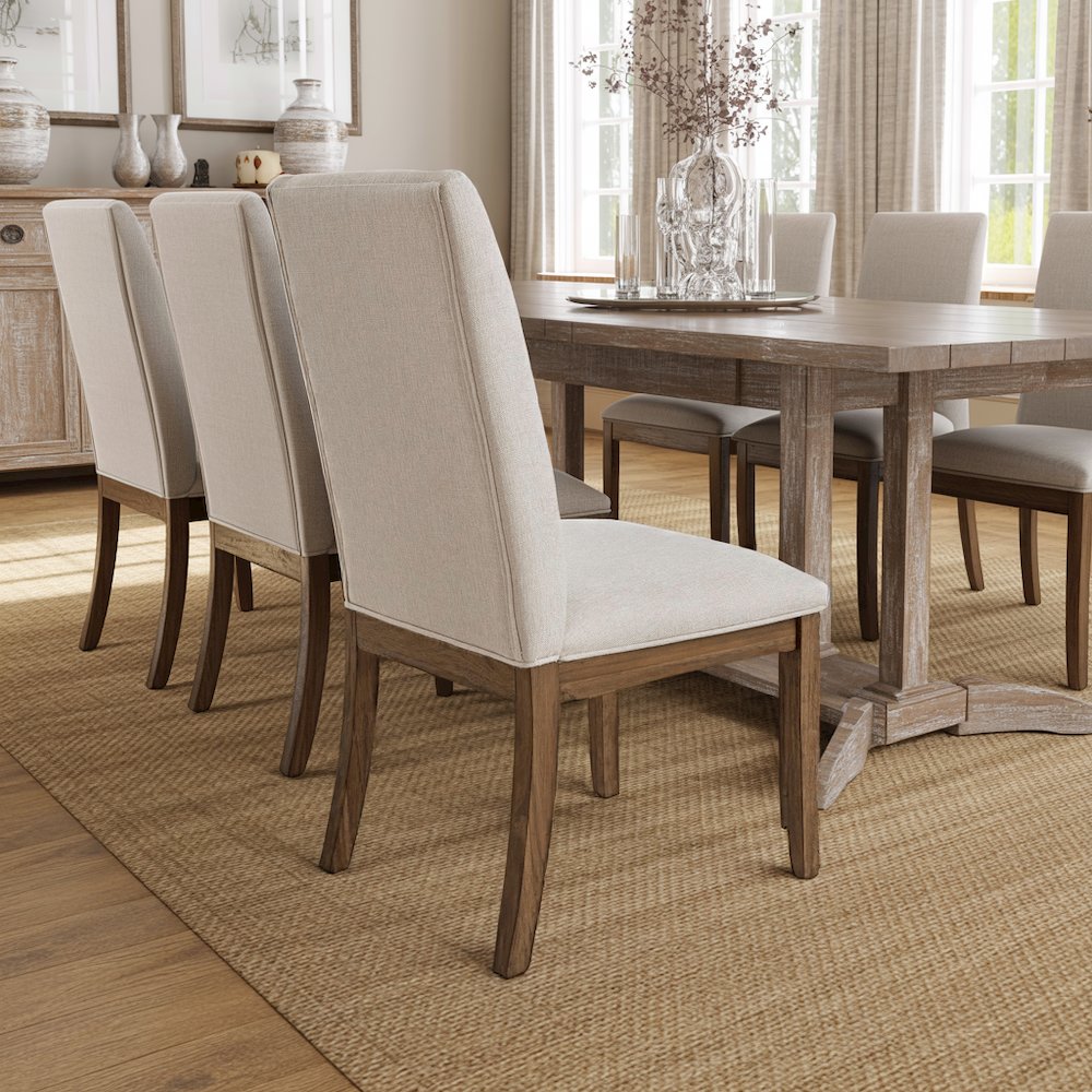 Caramel Upholstered Dining Chairs – Set of 2 Comfy Cushioned Wood Frame. Picture 2