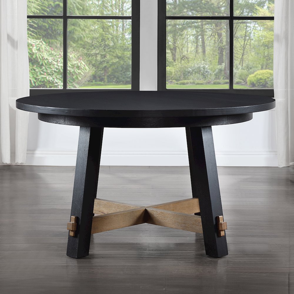 Aubrey 54" Round Dining Table, Black. Picture 4