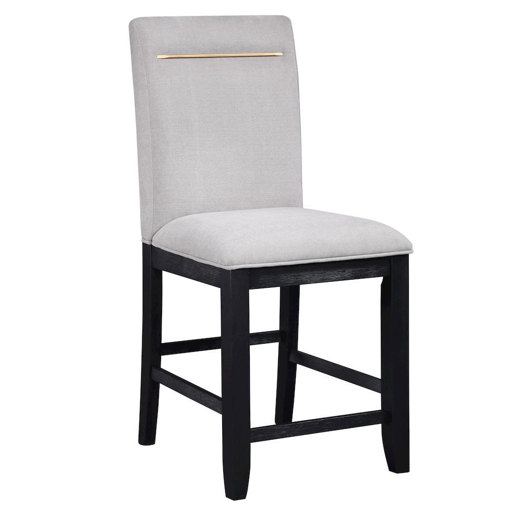 Yves Black Counter Table With Storage and 4 Grey Counter Chairs. Picture 3