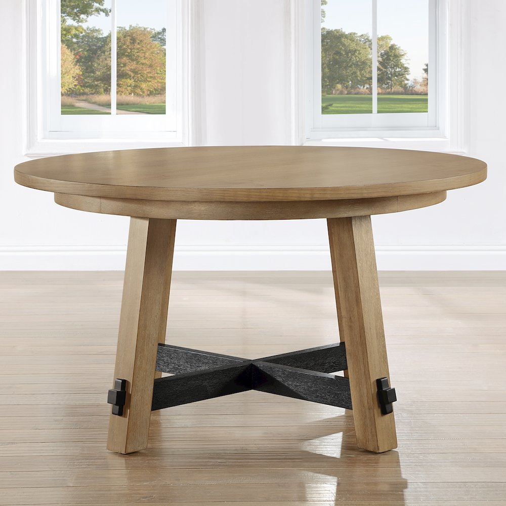 Aubrey 54" Round Dining Table, Brown. Picture 4