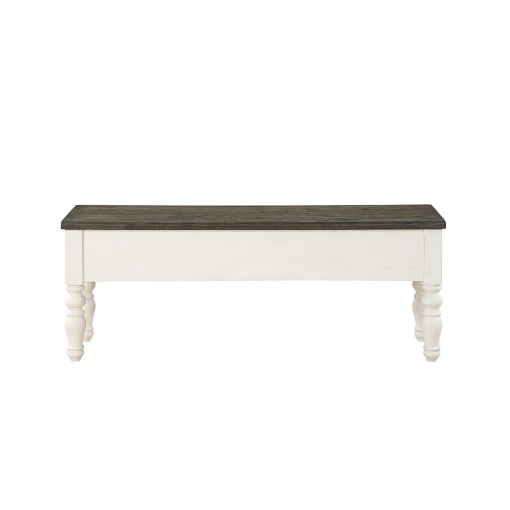 Two Tone Storage Bench with Ivory and Dark Oak Finish, Durable Main Seat. Picture 2