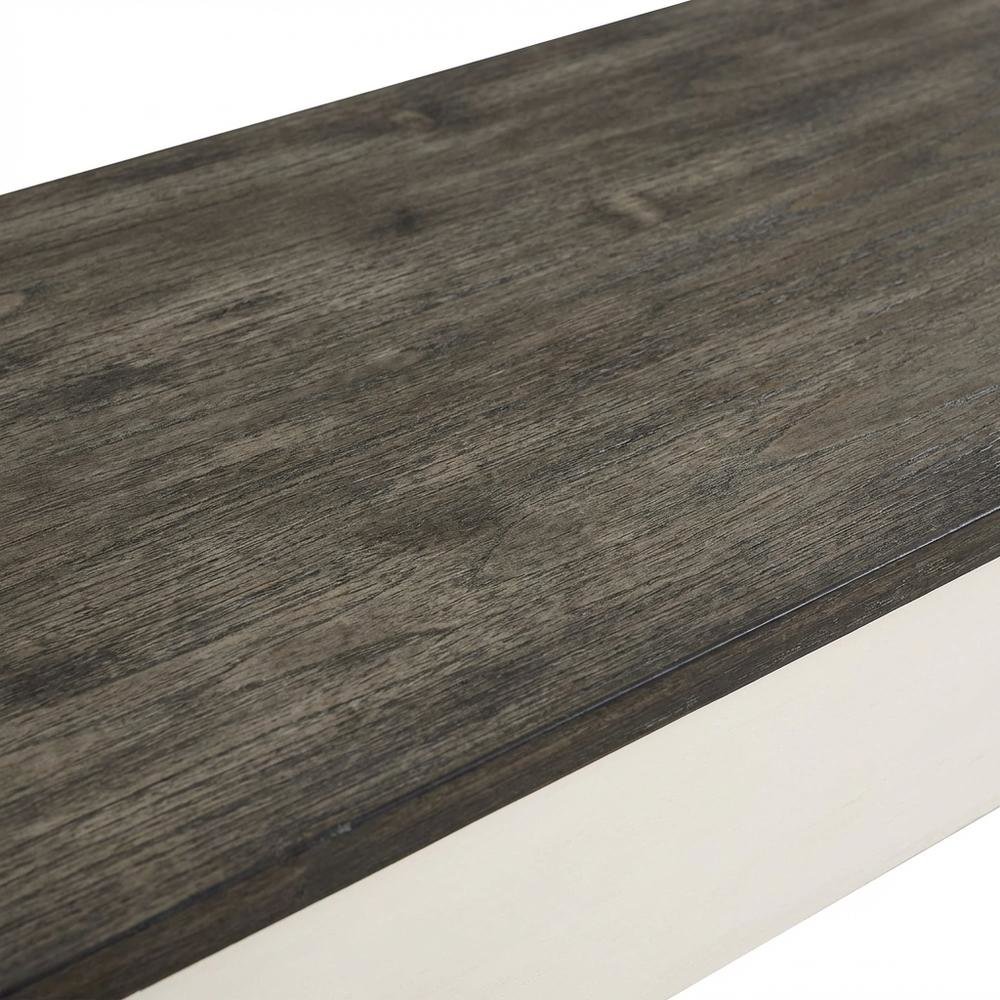 Two Tone Storage Bench with Ivory and Dark Oak Finish, Durable Main Seat. Picture 5