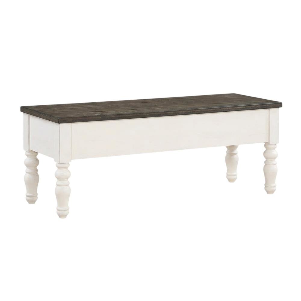 Two Tone Storage Bench with Ivory and Dark Oak Finish, Durable Main Seat. Picture 1