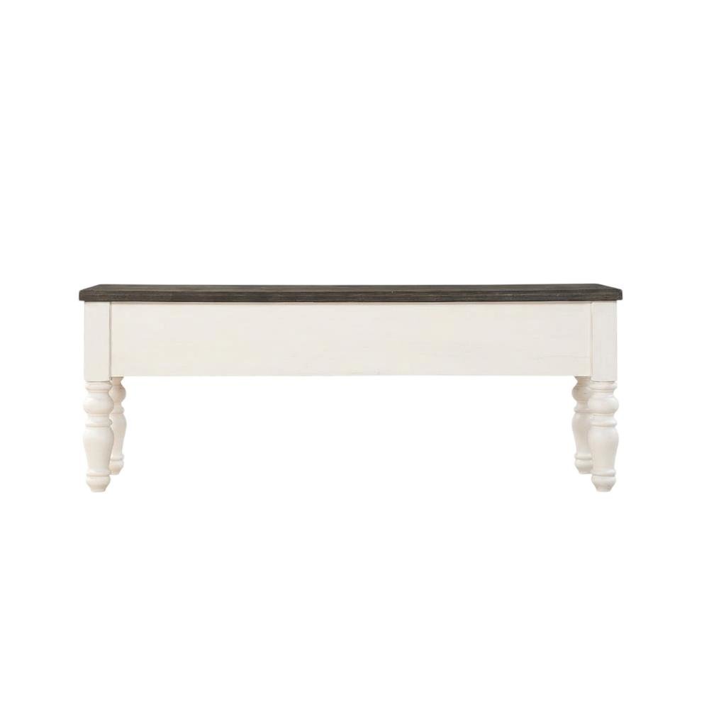 Two Tone Storage Bench with Ivory and Dark Oak Finish, Durable Main Seat. Picture 3