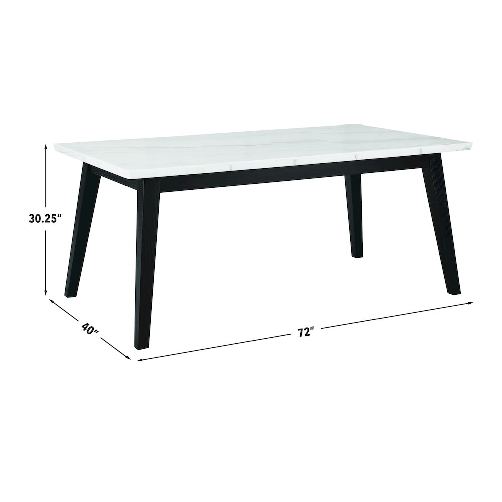 Vida 72" White Marble Dining Table, Black Finish. Picture 7