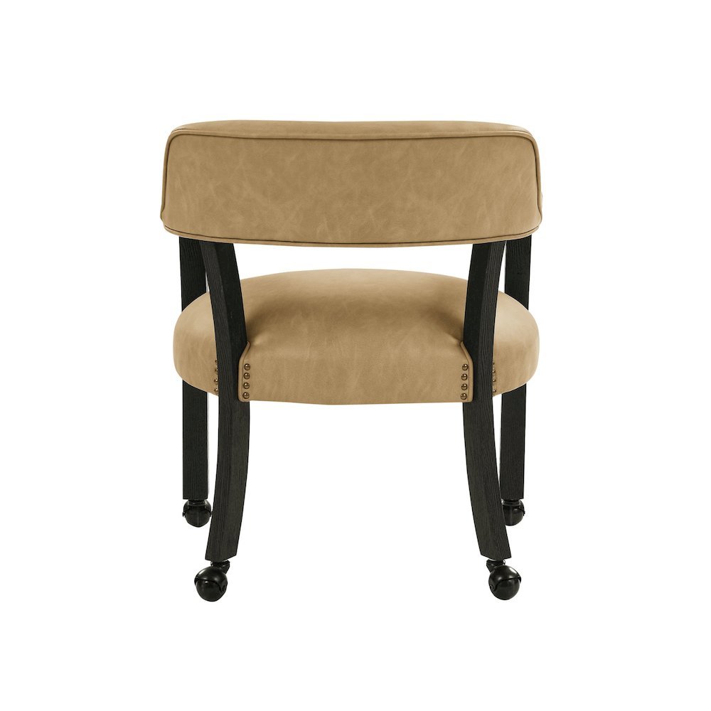 Sand Colored Captains Armchair with Rolling Casters. Picture 3