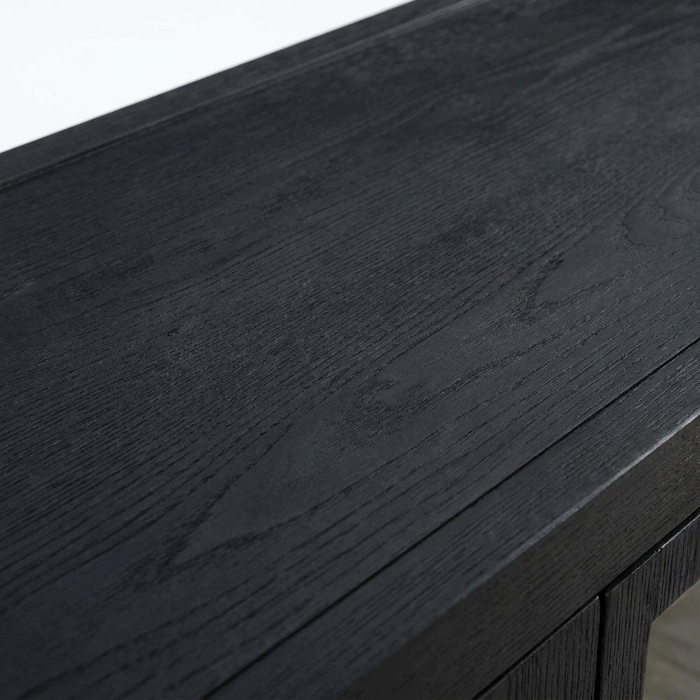 MDF and Rubberwood Buffet Cabinet with Cathedral Doors for Dining Room, Black. Picture 7