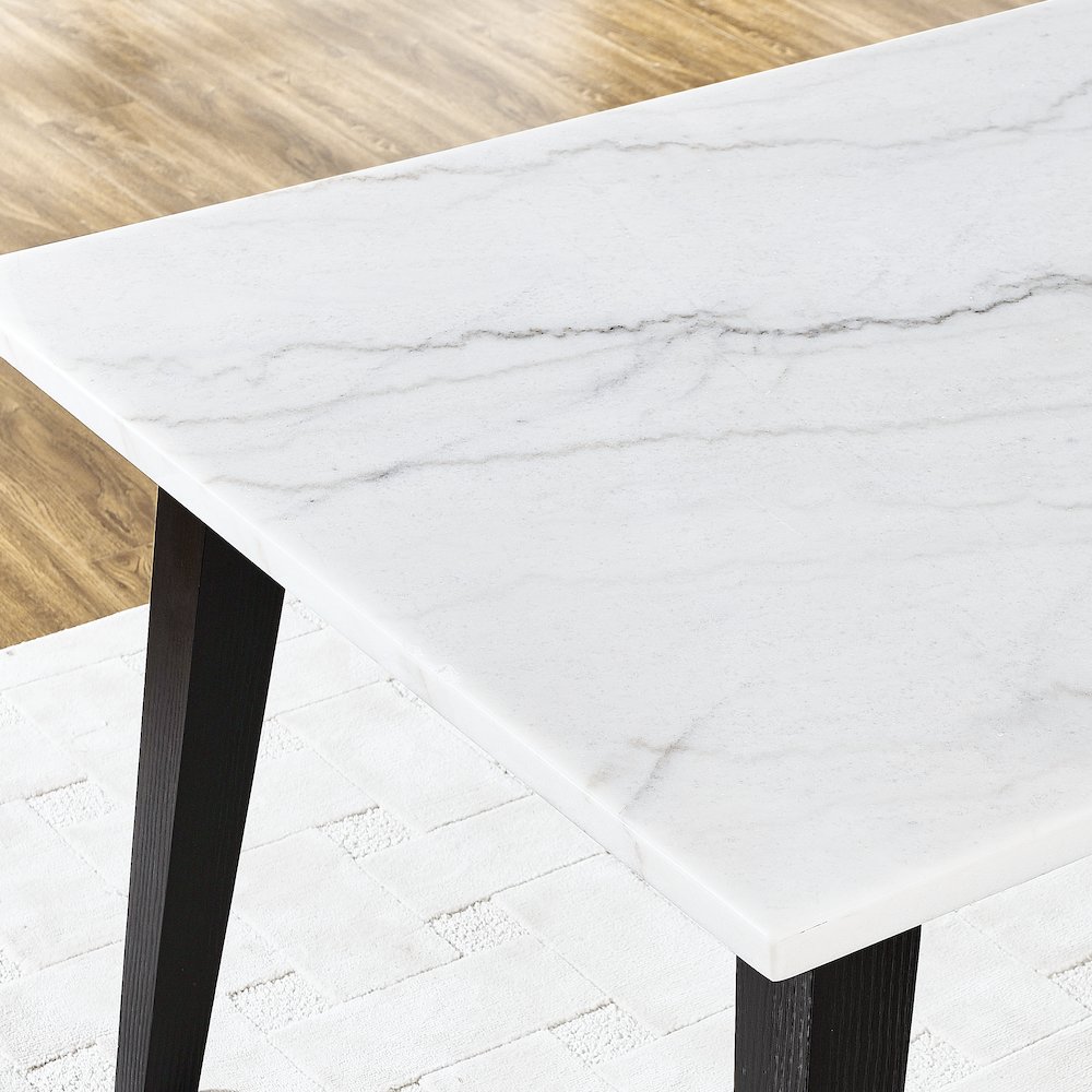 Vida 72" White Marble Dining Table, Black Finish. Picture 6