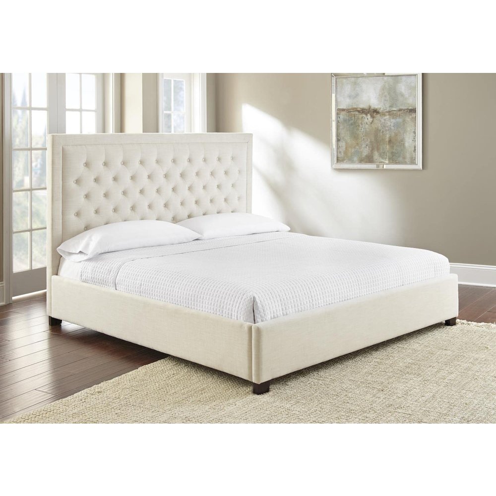 Queen Bed White, White. Picture 2